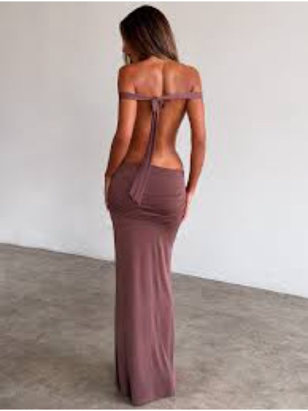 Tiger Mist Iolla Backless Maxi Dress in Mauve Brown